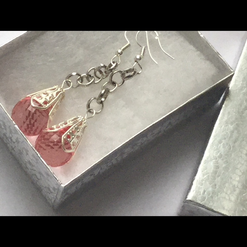 Elegant Drop Earrings with Silver Plated Hooks - Picture 3 of 3